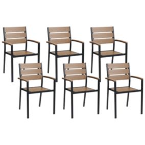 Lot de 6 chaises Bois d'ingénierie Bois clair/Noir VERNIO