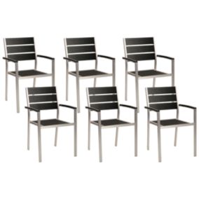 Lot de 6 chaises Bois d'ingénierie Noir/Argenté VERNIO