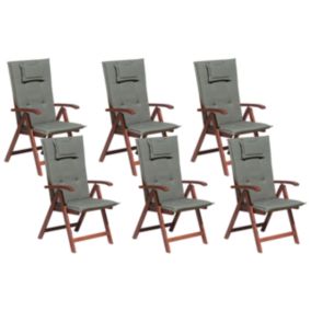 Lot de 6 chaises Bois Gris graphite TOSCANA