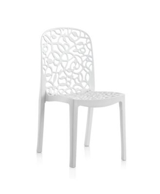 Lot de 6 chaises de jardin empilables en résine coloris blanc - Longueur 47 x Profondeur 50 x Hauteur 87 cm