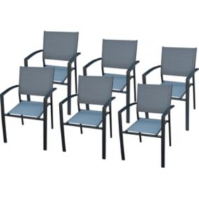 Lot de 6 chaises de jardin en aluminium "Lyraya"  Anthracite