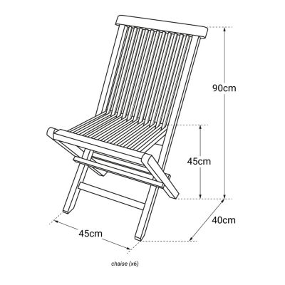 Lot de 6 chaises de jardin en teck LOMBOK - Happy Garden