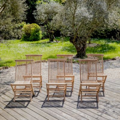 Lot de 6 chaises de jardin en teck massif LOMBOK - HAPPY GARDEN