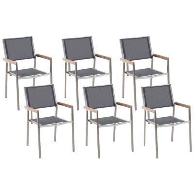 Lot de 6 chaises de jardin GROSSETO Acier inox Gris