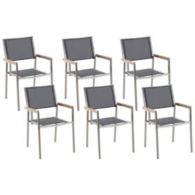Lot de 6 chaises de jardin GROSSETO Acier inox Gris