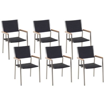 Lot de 6 chaises de jardin GROSSETO Polyrotin Noir
