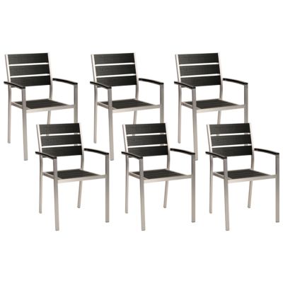 Lot de 6 chaises de jardin VERNIO Noir/argenté