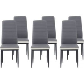 Lot de 6 chaises de salle à manger "Elie"  Grisblanc