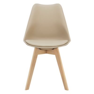 Fauteuil similicuir beige avec coussin dos rond Couleur beige Wadiga