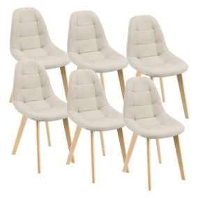 Lot de 6 Chaises de Salle à Manger Kopparberg 86 x 53 x 47 cm Beige en.casa