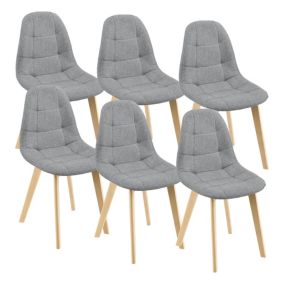 Lot de 6 Chaises de Salle à Manger Kopparberg 86 x 53 x 47 cm Gris Clair en.casa