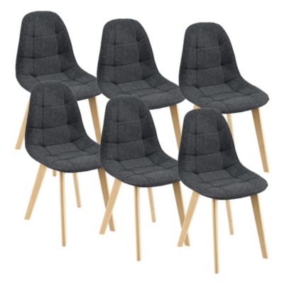 Lot de 6 chaises de salle noir Helloshop26