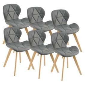 Lot de 6 Chaises Älmhult Similicuir 81 x 57 x 49 cm Gris en.casa