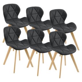 Lot de 6 Chaises Älmhult Similicuir 81 x 57 x 49 cm Noir en.casa