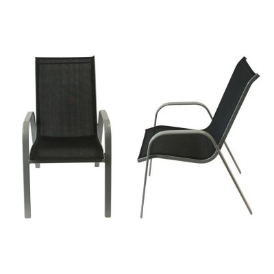 Lot de 6 chaises MARBELLA en textilène noir - aluminium gris - HAPPY GARDEN