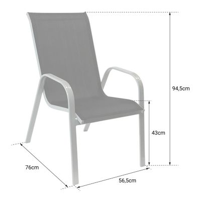 Lot de 6 chaises MARBELLA en textilène noir - aluminium gris - HAPPY GARDEN