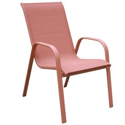 Lot de 6 chaises MARBELLA en textilène terracotta - aluminium terracotta - HAPPY GARDEN