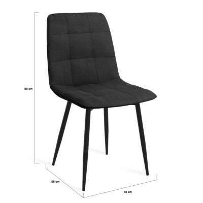 Chaises Mila IDMarket - Lot De 4 En Velours - Bleu, Gris Clair, Gris Foncé, Jaune - Pieds Métal