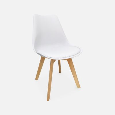 Lot de 6 chaises scandinaves. pieds bois de hêtre. chaises 1 place. blancs