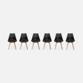 Lot de 6 chaises scandinaves. pieds bois de hêtre. chaises 1 place. noirs