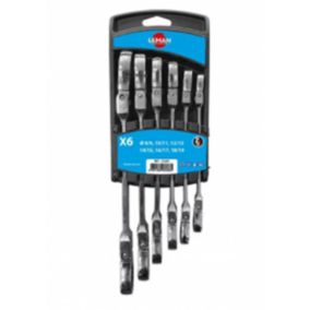 Lot de 6 clés polygonales articulées Leman 2 en 1 à cliquet
