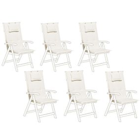 Lot de 6 coussins en tissu blanc crème pour chaises de jardin TOSCANA/JAVA