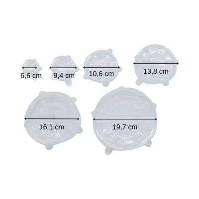 Lot de 6 couvercles de conservation en silicone étirable de 6 à 20 cm Fackelmann Basic