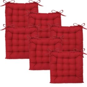 Lot de 6 Galettes de chaise en Coton Rouge 38 x 38 cm