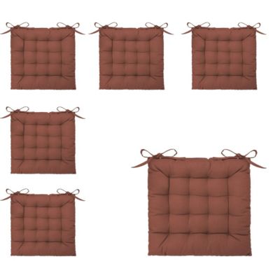 Lot De 6 Galettes De Chaise En Coton Terracotta - PEGANE - 38 X 38 Cm Résistantes Aux Taches