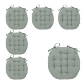 Lot de 6 Galettes de chaise en Coton Vert Céladon D 38 cm