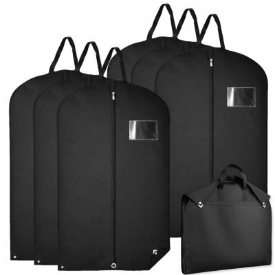 Lot de 6 housses pour vêtements à suspendre, premium pliable avec fenêtre transparente - 60 x 100 cm - Noir - Vivezen