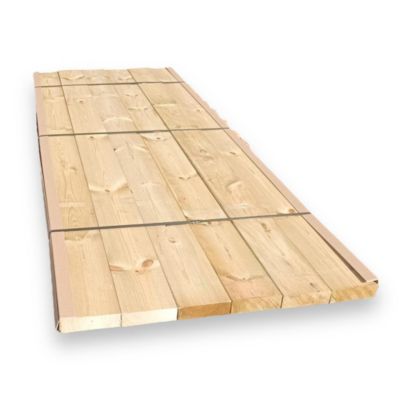 Lot de 6 planches en bois de pin traité (poutre) 45x145x1100 mm