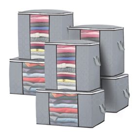 Lot de 6 Sac de Rangement Grande Rangement pour Couette avec Fenêtre Transparent et fermeture éclair Sacs à Vêtements Pliables po