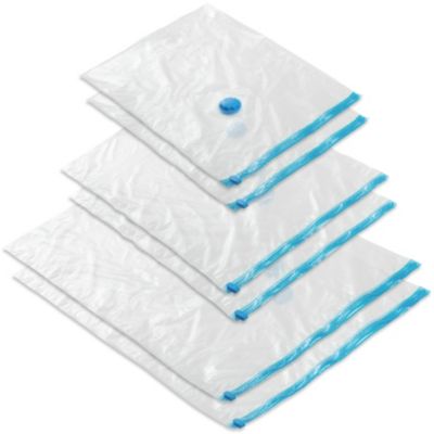 Lot de 6 sacs sous vide - tailles différentes en tailles S, M et L avec vannes d'entrée et de sortie blanc transparent