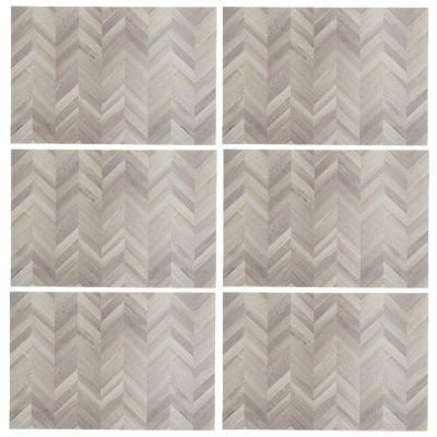 Lot de 6 sets de table effet chevrons Gris, L. 45 x l. 30 x H. 0.1 cm, AUTHENTIQUE