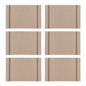 Lot de 6 sets de table Goldira - taupe - Douceur d'Intérieur - Set de table Taupe 30 x 45