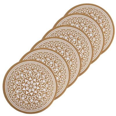 Lot de 6 sets de table imitation jute lessivables Blanc, H. 0.1 cm
