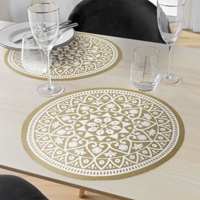 Lot de 6 sets de table imitation jute lessivables Blanc, H. 0.1 cm
