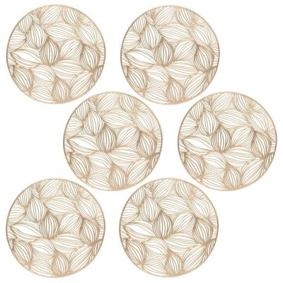 Lot de 6 sets de table à motif feuillage Or, H. 0.1 cm, ATOMNE