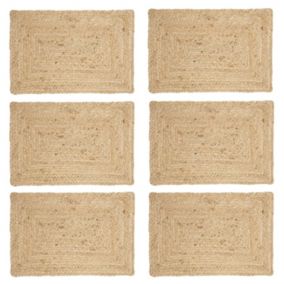 Lot de 6 sets de table rectangulaire en jute - 45 x 30 cm - Beige