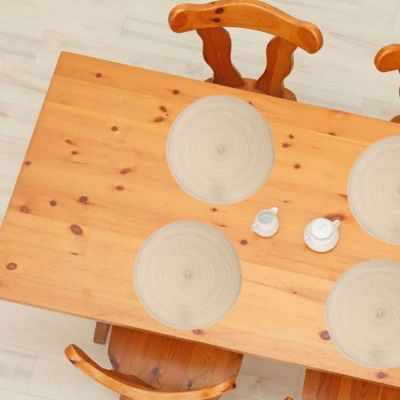 Lot de 6 sets de table ronds tressés Beige, H. 0.3 cm, TRESSE