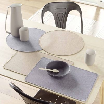 Lot de 6 sets de table tissés antidérapants Beige, H. 0.2 cm