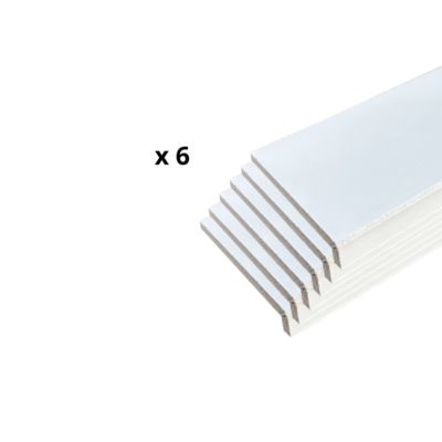 Lot de 6 Surplinthes MDF Revêtues Blanc, L.2.40 m x H.9.8 cm, Ep.22 mm