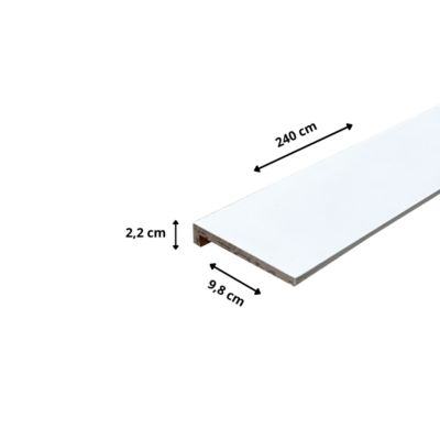 Lot de 6 Surplinthes MDF Revêtues Blanc, L.2.40 m x H.9.8 cm, Ep.22 mm