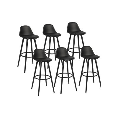 Lot de 6 tabourets de bar en métal et plastique noir 39,5 x 44 x 91 cm ...
