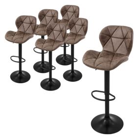 Lot de 6 tabourets de bar rembourrées en simili marron hauteur réglable 59-79 cm