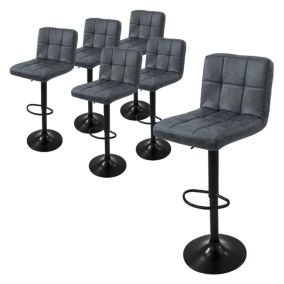 Lot de 6 tabourets de bar rembourrées simili anthracite chaise hauteur réglable