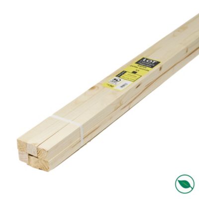 Lot de 6 tasseaux sapin rabotés 2400 x 21 x 21 mm