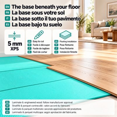 Lot de 60 plaques isolantes XPS 5 mm 30m2 pour sol parquet stratifie isolation thermique et phonique