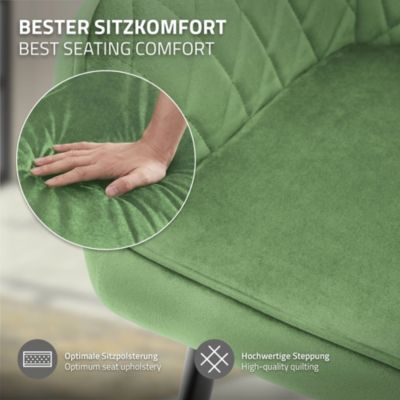 Lot de 6x chaises de salle à manger rembourrée en velours fauteuils vert sauge